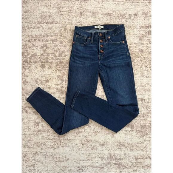 Madewell Denim - Madewell Women's 9" Mid-rise Button-fly Skinny Denim Jeans Dark Wash Size 26
